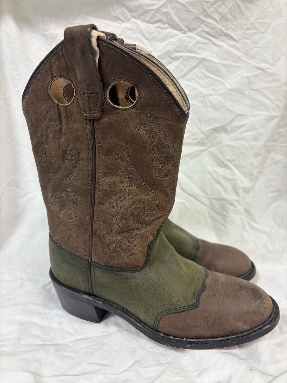 Old West Brown/Olive Kids' Western Cowboy Boots | Size 035